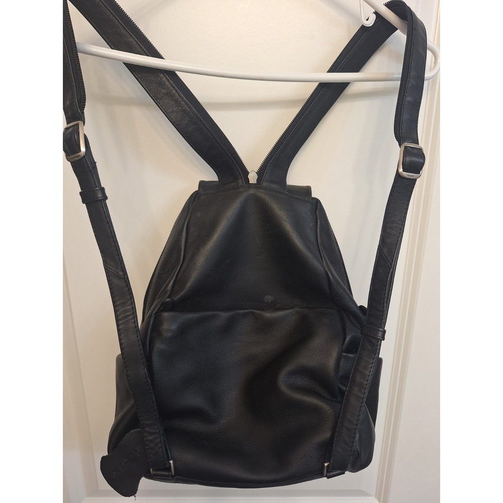 Derek Alexander Black Leather Sling Backpack Convertible Strap Travel Bag 90s - Picture 6 of 9